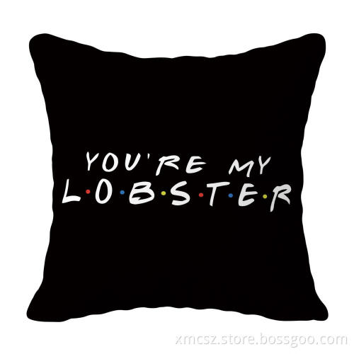 Black Letters Printed Customized Cushion Cover